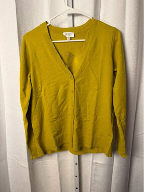 Candace Cameron Bure Mustard Yellow Button-Up Cardigan Sweater XXS